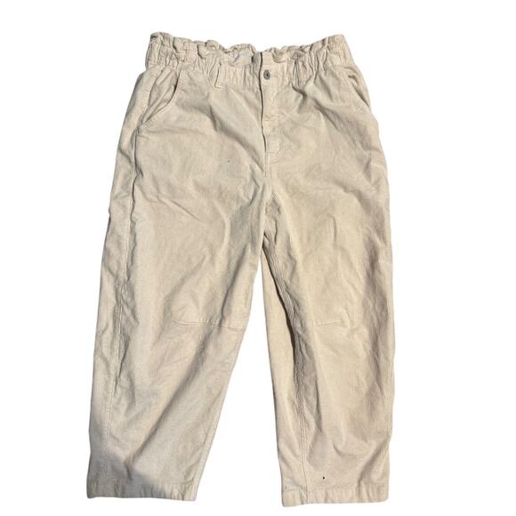 American Eagle Super High-Waisted Corduroy Paperbag Barrel Pants 16 Short Beige - Picture 5 of 11